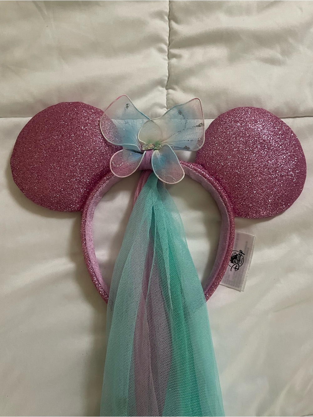 Disney Pink Glitter Minnie Ears Headband with Tulle